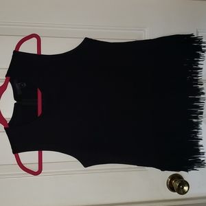 J. Crew Black Sleeveless Tiered Frindge Top Tank